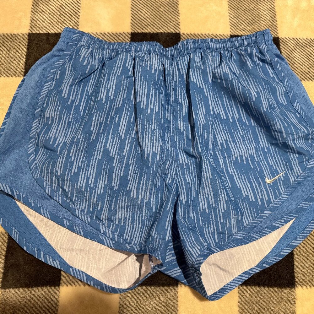 Nike Women's Blue and White Athletic Shorts